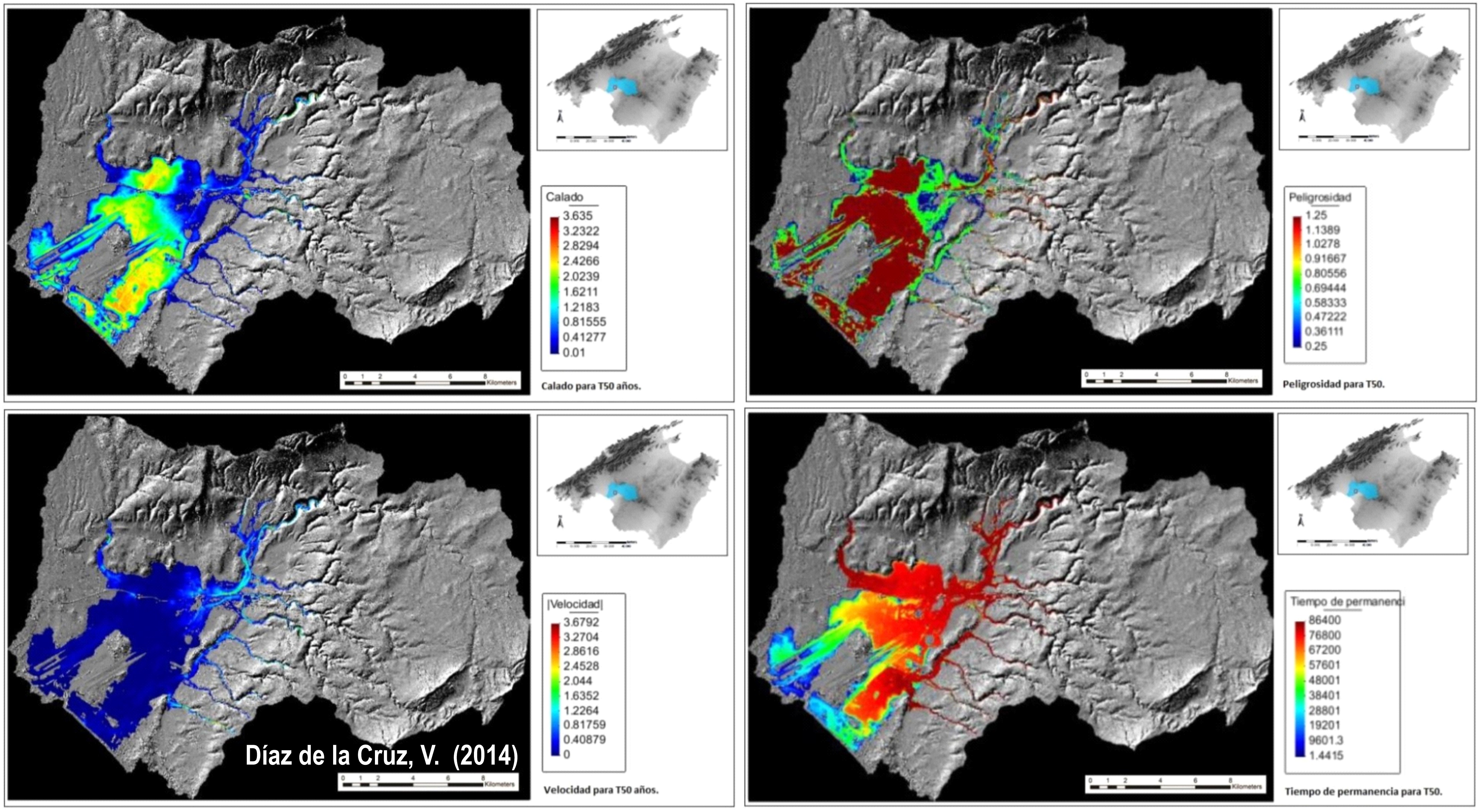 Análisis hidrológico e hidráulico mediante técnicas SIG de la peligrosidad por inundaciones en la cuenca del Pla de Sant Jordi (Mallorca). Fuente: Díaz de la Cruz, V. (2014). Trabajo Fin de Máster. https://eprints.ucm.es/38292/